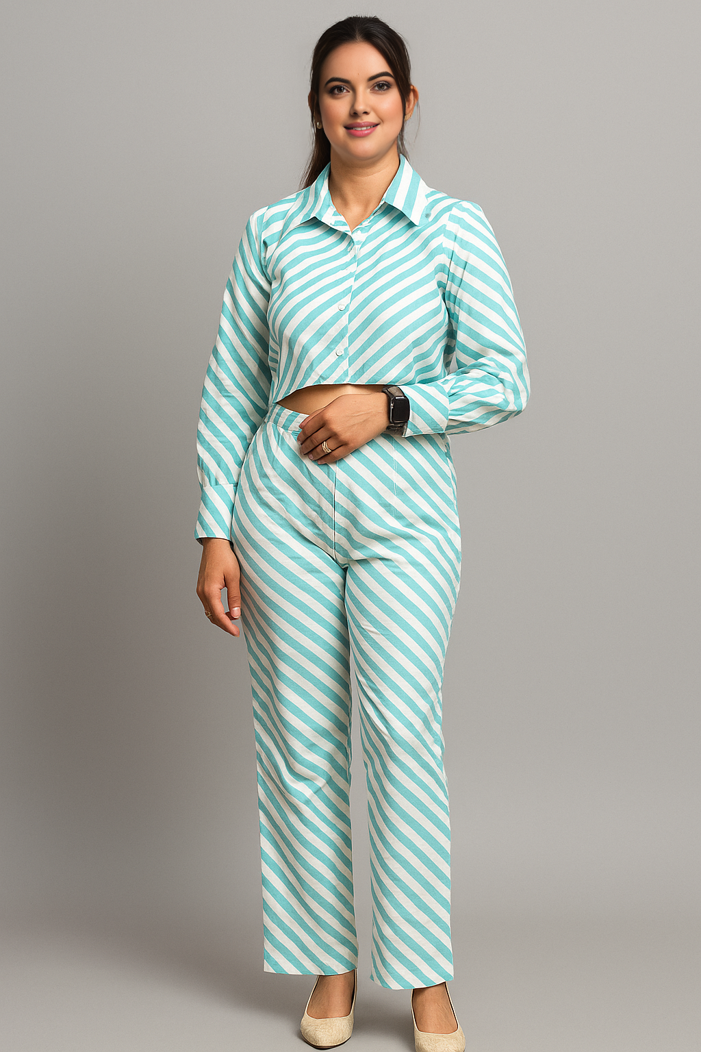 Aqua Breeze Striped Co-Ord Set